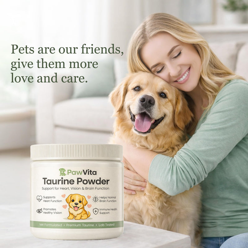 Pawvita Taurine Powder for Dogs, Taurine for Dogs, Supports Heart Health, Vision, Skin & Coat, Boosts Energy & Daily Wellness, Easy to Mix in Food, with Dosing Spoon, 200 Grams/ 7.05 oz 1