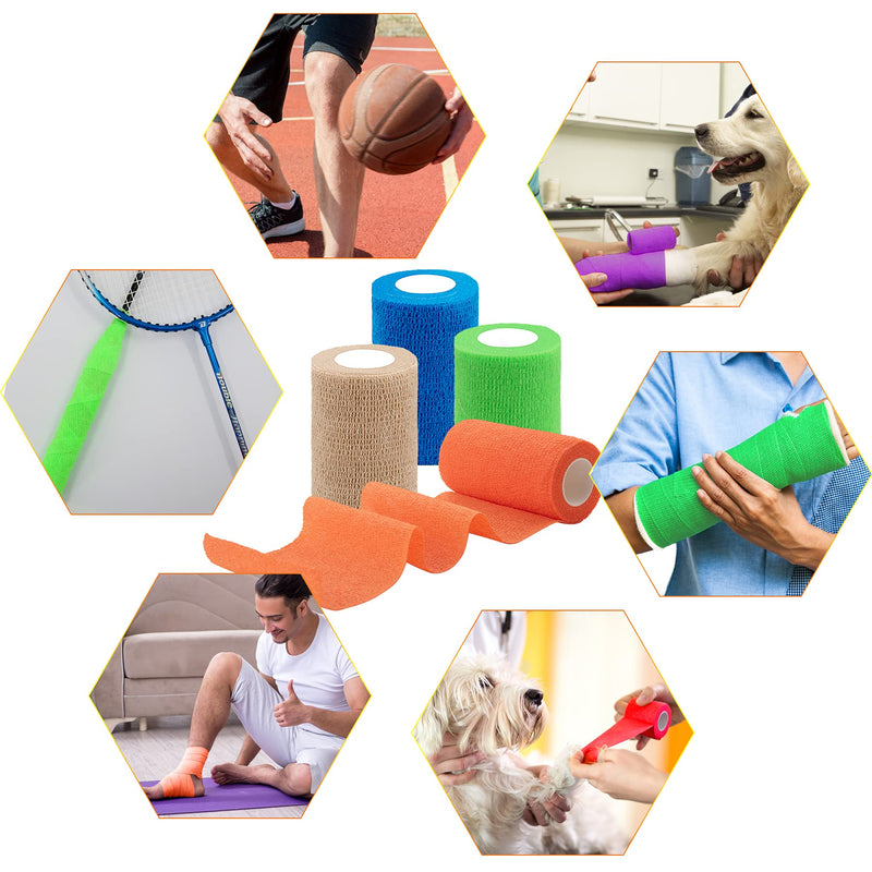 BQTQ 30 Rolls Self Adherent Wrap 4 inch Bandage Adhesive Wrap Breathable Athletic Tape Stretch Wrap Roll Sports Wrap Tape Self Adhesive Bandage Wrap for Wrist Ankle Swelling Sprains(30 Colors) Rich Color - BeesActive Australia