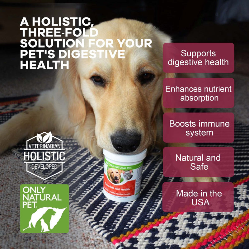 Only Natural Pet Complete Gut Health Complex - Probiotics & Digestive Enzyme Supplement for Dogs & Cats - Promotes Healthy Digestion, Immune System, Nutrient Absorption - Made in USA -3.5oz Powder 3.5 oz (Pack of 1)