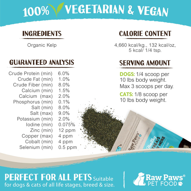 Raw Paws Organic Pumpkin & Kelp Supplements for Dogs & Cats Bundle - Organic Pumpkin Powder (8-oz) & Organic Kelp Powder (8-oz) - For Thyroid, Digestive & Immune Health, Diarrhea & Constipation Relief
