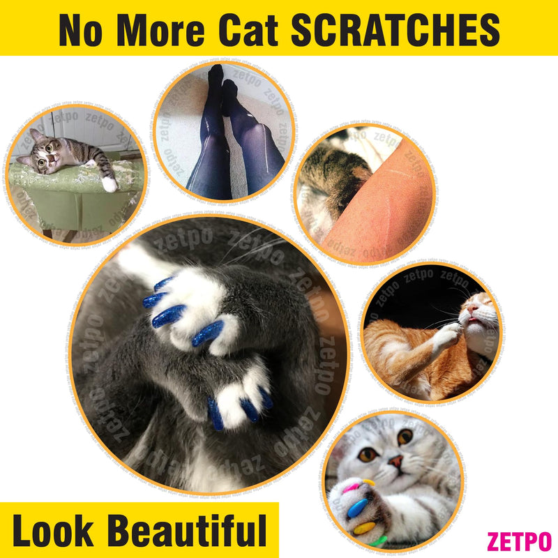 zetpo 80 pcs Cat Nail Caps | Cat Claw Covers | with Adhesives and Applicators (Red, Medium) Red - BeesActive Australia