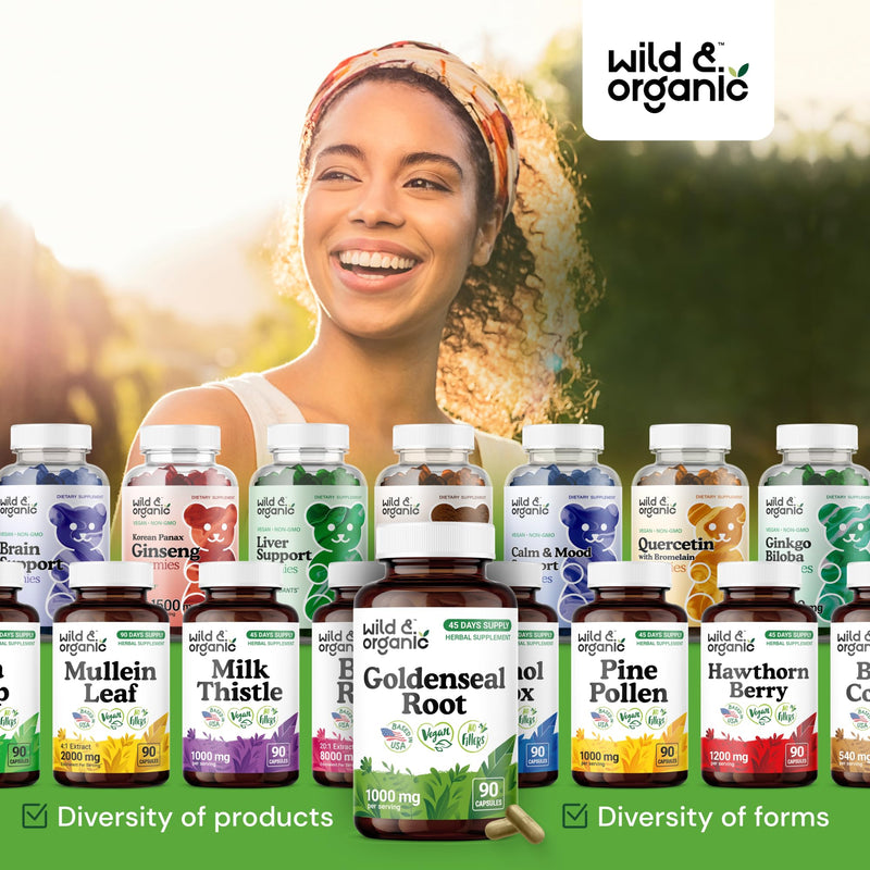 Wild & Organic Goldenseal Root Capsules 1000mg - Immune & Lung Support - 90 Goldenseal Root Powder Capsules - 45 Days Supply - Vegan, No Fillers, Non-GMO - BeesActive Australia