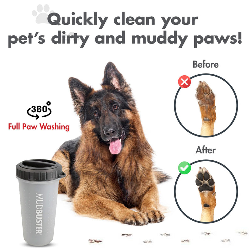 Dexas MudBuster Portable Dog Paw Cleaner with Lid, L, Light Gray Large with Lid - BeesActive Australia