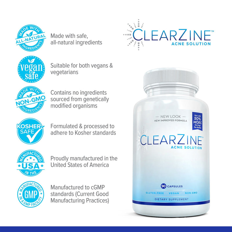 (2 Bottles) Acne Pills, Clear Skin Supplement for Teens & Adults | Vegan Friendly, All-Natural, Gluten Free Formula for Skin Clarity & Blemish Support, 90 Caps Each