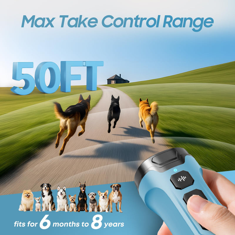 Dog Bark Deterrent Devices - Humane & Effective Training Dog, Stop No More Barking with 3X Ultrasonic Emitters (Light Blue)