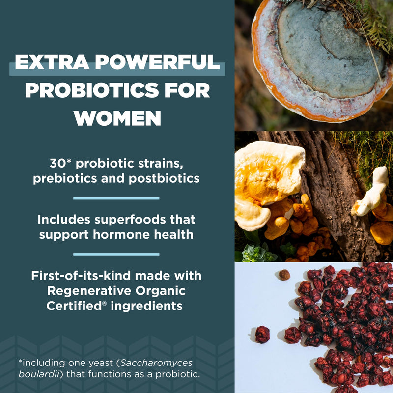 Ancient Nutrition Regenerative Organic Women’s Extra Strength Probiotics | Supports Healthy Digestion and Immune System Function Support, 25 Billion CFUs* Per Serving, 60 Count