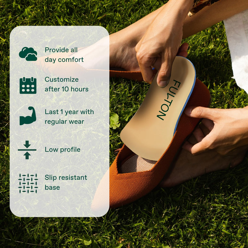 Fulton Universal Shoe Inserts for Men/Women with Custom Molding & Arch Support - Everyday Cork Inserts for Shoes Without Removable Insoles - Prevent Overpronation & Plantar Fasciitis (Women, 9.5-10) Women - BeesActive Australia