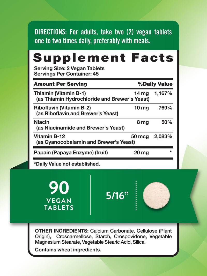 Nature's Truth Vitamin B Complex for Women & Men | Plus B12 | 90 Tablets | High Potency | Vegan and Non-GMO Supplement Unflavored 90 Count (Pack of 1)