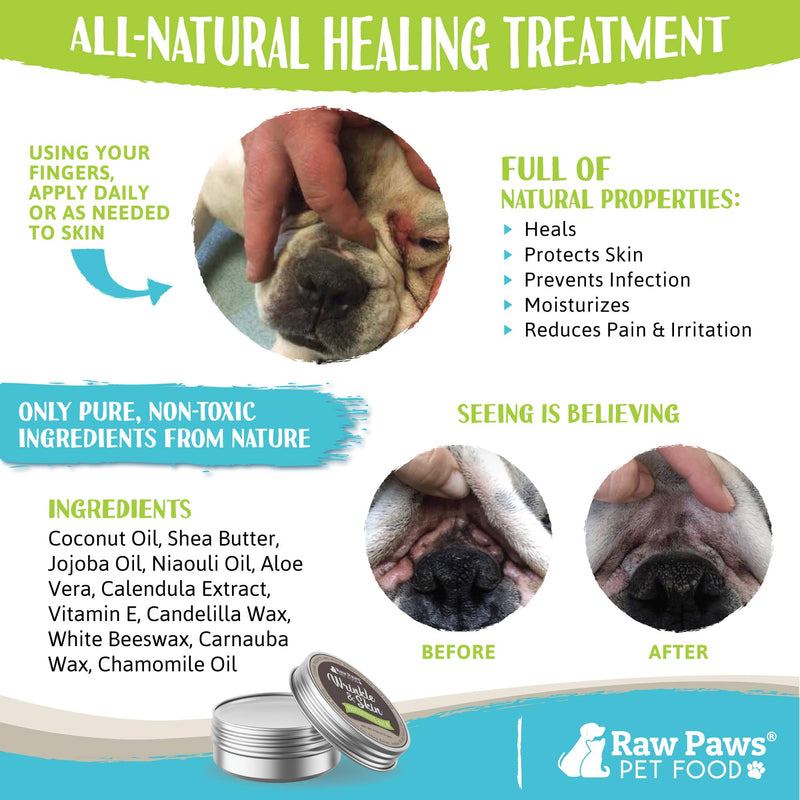 Raw Paws Wrinkle & Skin Balm, 4-oz - Natural Wrinkle Balm for Dogs, Wrinkle Paste for Bulldogs - Dog Wrinkle Cream for Face, Skin Fold Care for Dogs - Dogs Tail Pocket Cleaner, Dog Healing Ointment - PawsPlanet Australia