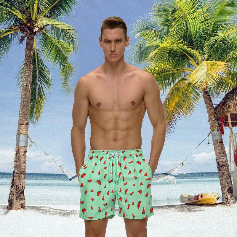 YuKaiChen Men's Swim Trunks Quick Dry Beach Shorts with Mesh Lining 30 1-watermelon