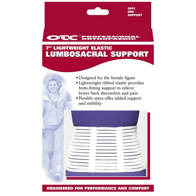 OTC Lumbosacral Support, 7-inch Lower Back, Lightweight Compression, Elastic, White, Medium - BeesActive Australia