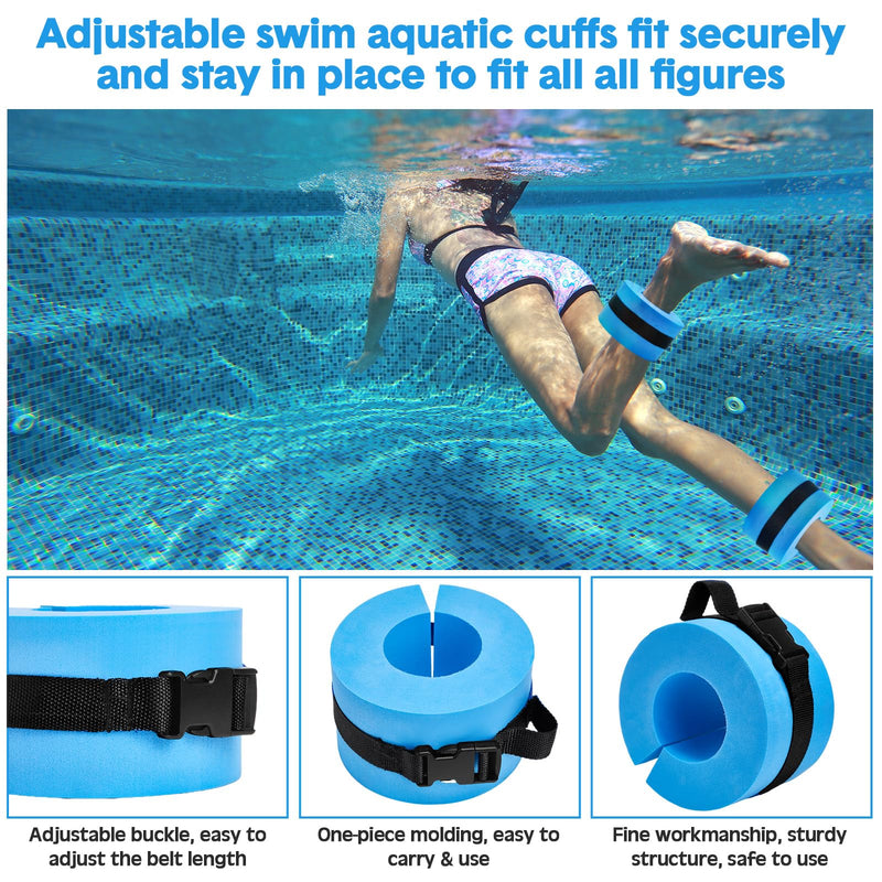 5 Pcs Pool Aquatic Exercise Set Including 2 Lightweight Water Dumbbells, 2 Ankle Swimming Weights, and Swim Belt Water Exercise Equipment for Aquatic Aerobics Blue - BeesActive Australia