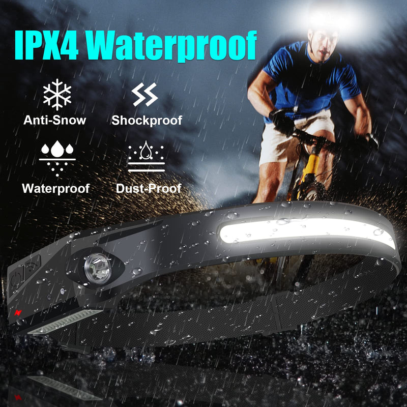 LED Headlamp Rechargeable Head Lamp, Bright Wide Beam Headlight Flashlight Light - BeesActive Australia