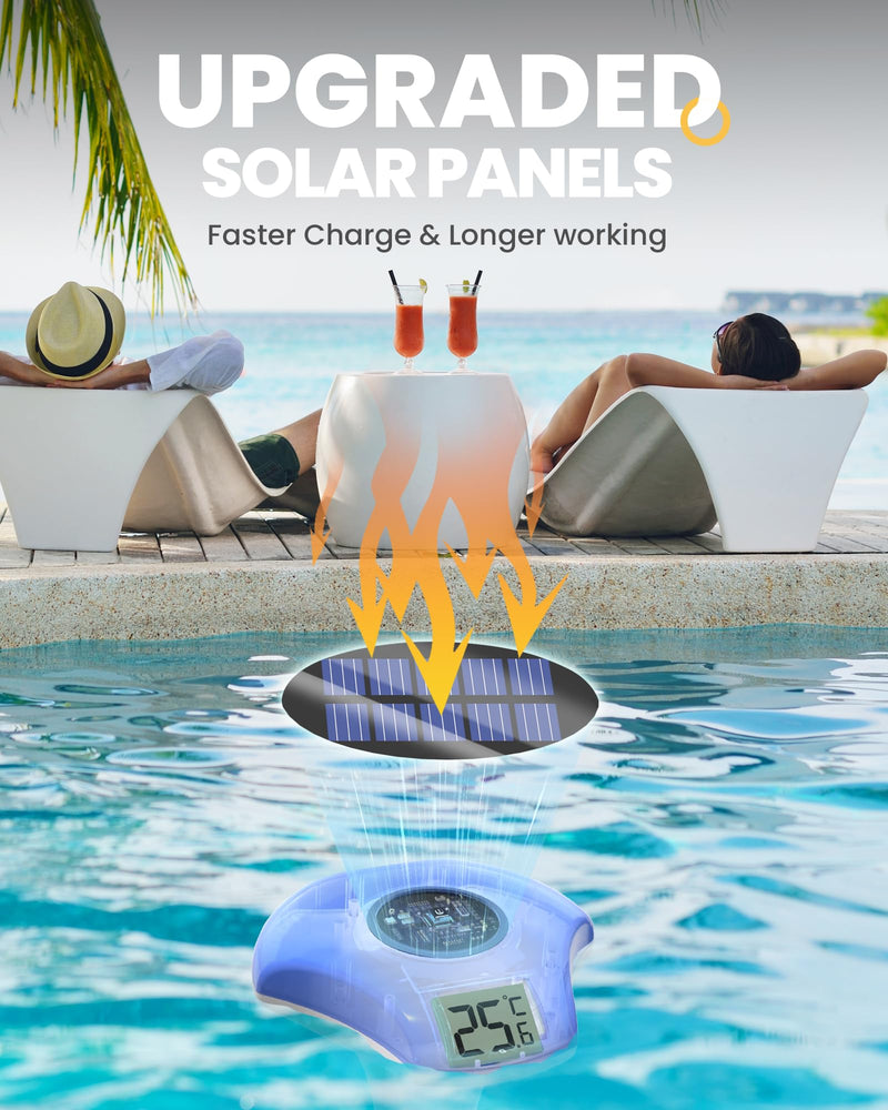 Solar Digital Pool & Spa Thermometer, Weather Resistant Floating Thermometer, IPX-8 Water Proof, 10s Measuring Cycle, Solar Powered with Over 180 Days Battery Life Darkblue - BeesActive Australia