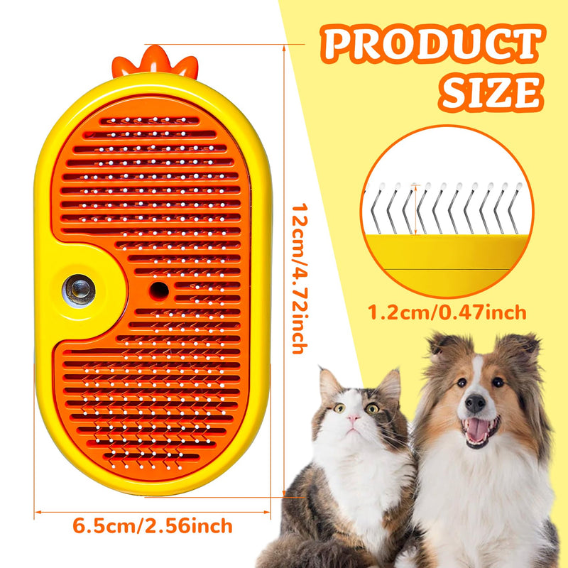 Cat Steam Brush, 3 in 1 Cat Steamy Brush Cleanser, Pet Massage Grooming Brush, Pet Hair Cleaning Brush Comb for Cats Dogs (Yellow) Yellow - BeesActive Australia