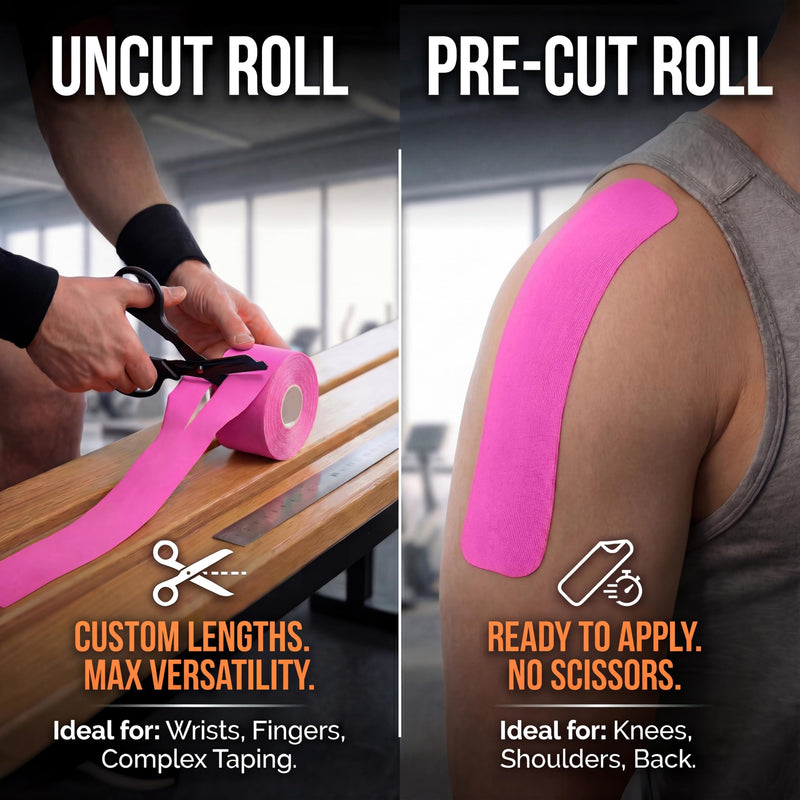 Kinesiology Tape-Incredible Support for Athletic Sports and Recovery + Free Taping Guide-Uncut 2 inch 32 feet Roll (Wild Pink + Free Taping Guide, Pack of 1) Pack C: Wild Pink 32 Feet - Uncut - BeesActive Australia