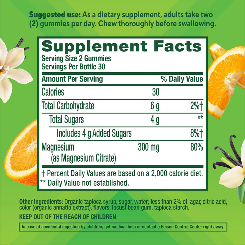 Vitafusion Magnesium Citrate Gummies | 165mg | 60 Gummy Vitamins | for Adult Women & Men | Orange Vanilla Flavor | Gluten-Free Supplement