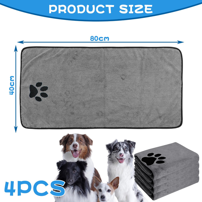 BORDEAG Pack of 4 dog towels, quick-drying pet dog towels, 80 x 40 cm dog towels, extra absorbent, microfibre towels, for large dogs, cats, small medium-sized dogs - BeesActive Australia