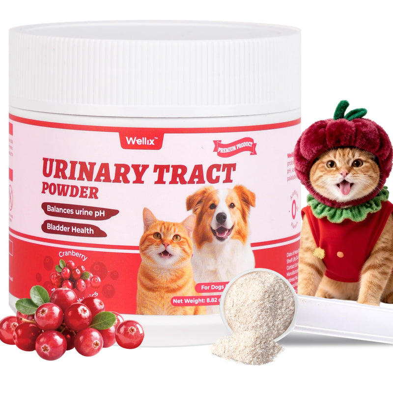 Wellix 8.8oz Large Dog and Cat Urinary Supplement - Rich in Omega-3,Cranberry for Cat UTI Treatment -Urinary Tract Podwer for Bladder & Kidney Support - Mixing with Dog&Cat Food Topper