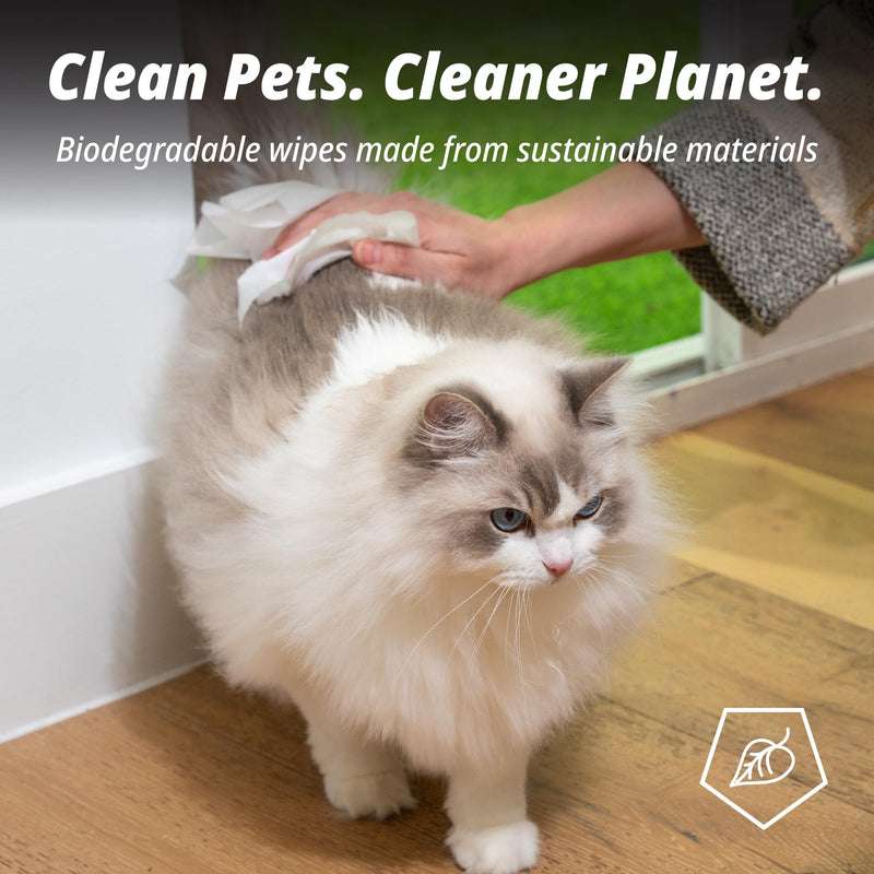 Cat Cleaning Wipes – Catnip-Infused, Fragrance-Free Grooming Wipes Made with Food-Grade Formula, Helps Reduce Plaque & Gently Clean Fur, Paws, & Teeth, 100 Count