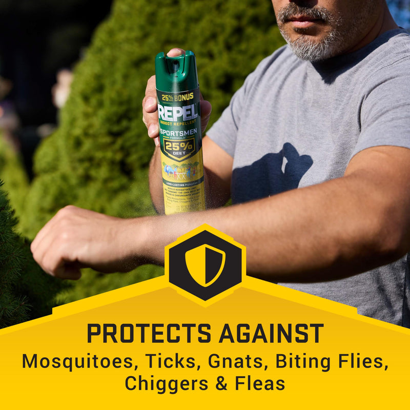 Repel Insect Repellent Sportsmen Formula 25% DEET, 8.125 Ounces, Bonus Aerosol with 25% DEET to Repel Mosquitoes, Ticks, Gnats, Biting Flies, Chiggers and Fleas for Long-Lasting Protection