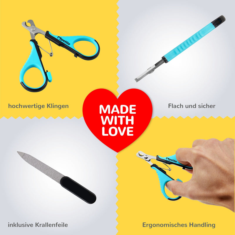 Claw scissors for dogs, cats and small animals - 100% splinter-free thanks to the sharpest stainless steel blades I Claw pliers + claw file + claw care e-book I Professional claw cutter with Safety Guard S - small animals - BeesActive Australia