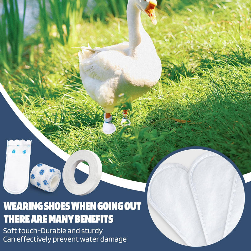 20 Pcs Disposable Boots for Real Duck Feet, Bumble Foot for Duck Pet Duck Supplies with Blue Bandage, Large Size - BeesActive Australia