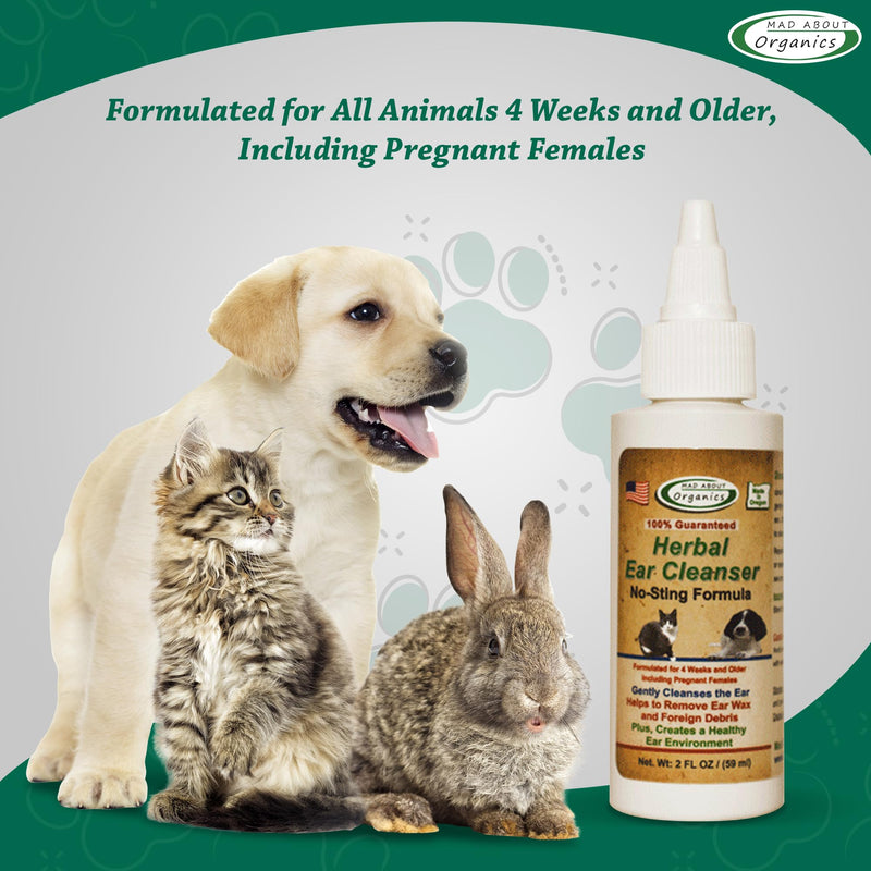 Herbal Ear Cleanser for Dogs & Cats - No-Sting Formula Gently Cleanses Ears, Removes Wax & Debris, Supports Healthy Ear Care, Calming Grooming Supplies for Pets, 2oz Bottle - PawsPlanet Australia