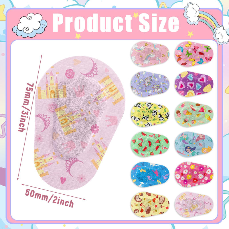 Panitay 36 Pieces Kids Girls Eye Patches Toddler Adhesive Patch Bulk Cotton Fabric Pad Breathable with Lazy Eye for Pediatric Amblyopia,12 Styles Regular Size