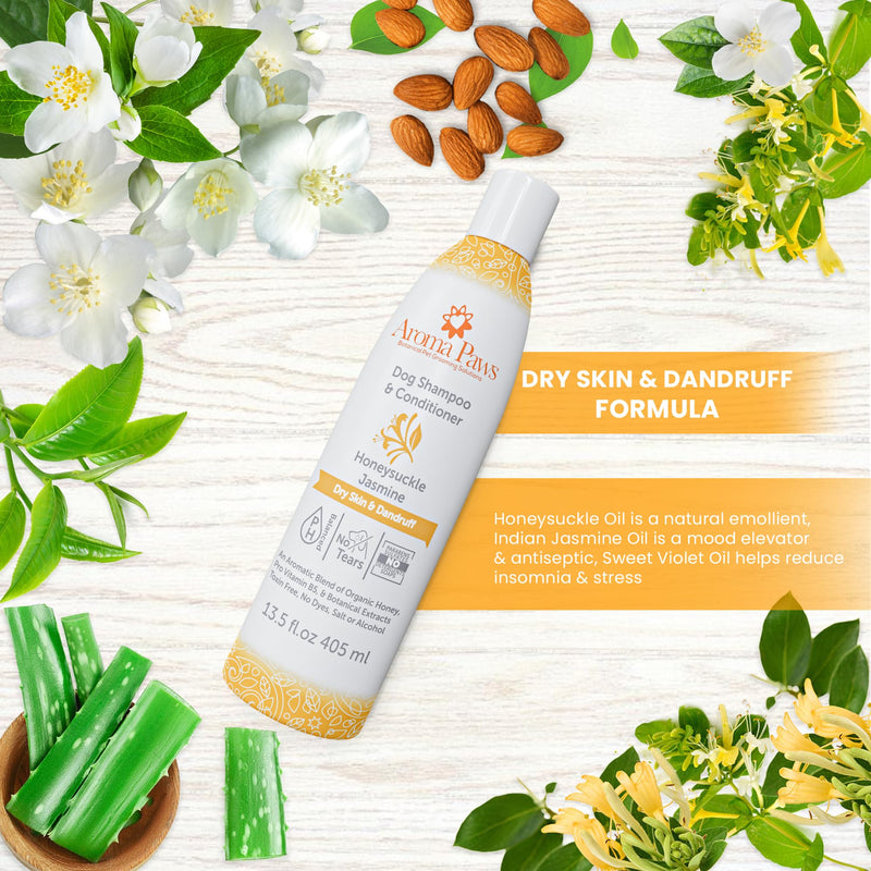 Dog Shampoo – Cleansing Wash, Conditioning, Moisturizing – Toxin Free, Healthy Ingredients – Aromatic Grooming Puppy Shampoo – Tearless Cleaner, Honeysuckle Jasmine - PawsPlanet Australia