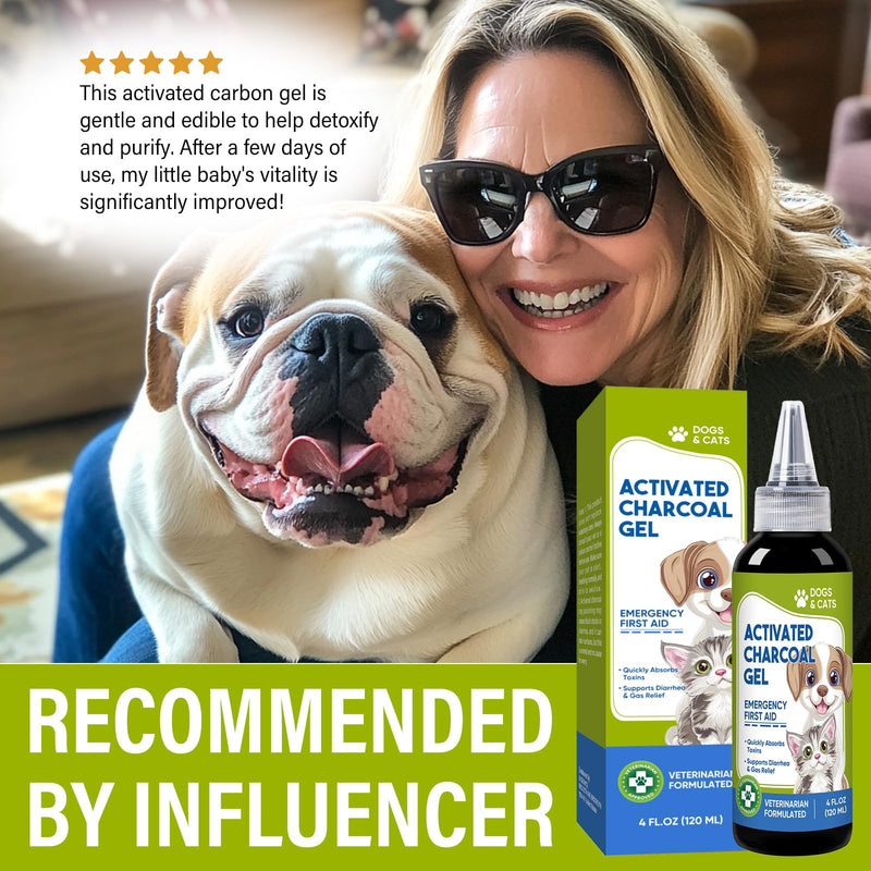 Activated Charcoal for Dogs, Activated Charcoal Gel Odor Absorber, Dog First Aid Essential, Supports Detox, Diarrhea and Gas Relief, Non-GMO, 120ml - BeesActive Australia