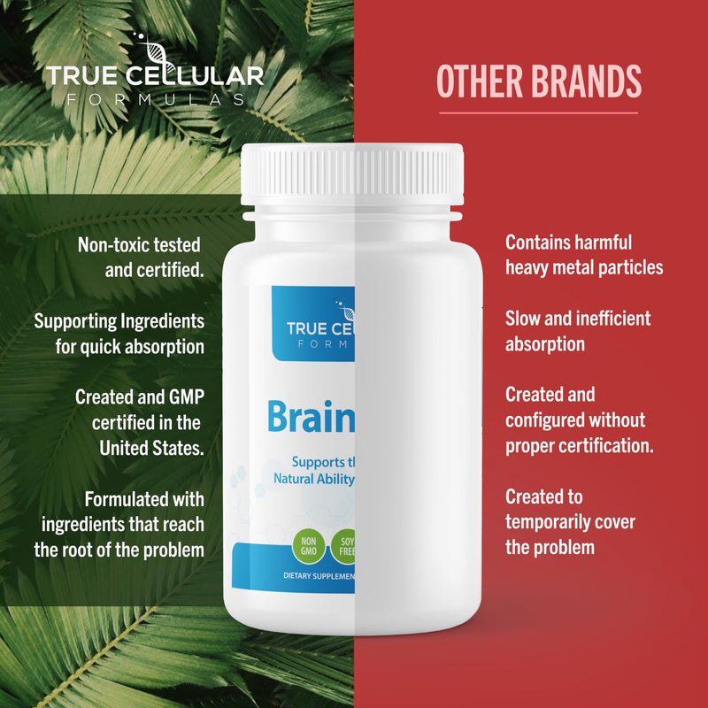 True Cellular Formulas BrainDTX - Supports Cognitive Function, Focus & Mental Clarity - Promotes Clear Thinking & Memory - with Alpha Lipoic Acid & Biotin - Antioxidant Support - 60 Capsules
