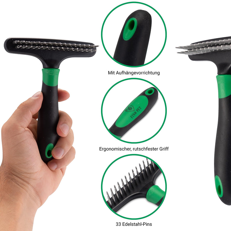 FinoPet de-matting curry comb, rake comb as fur detangler for dogs and cats, dog brush/cat brush, dog comb/cat comb for de-matting and removing the undercoat, dog curry comb, fur brush - BeesActive Australia