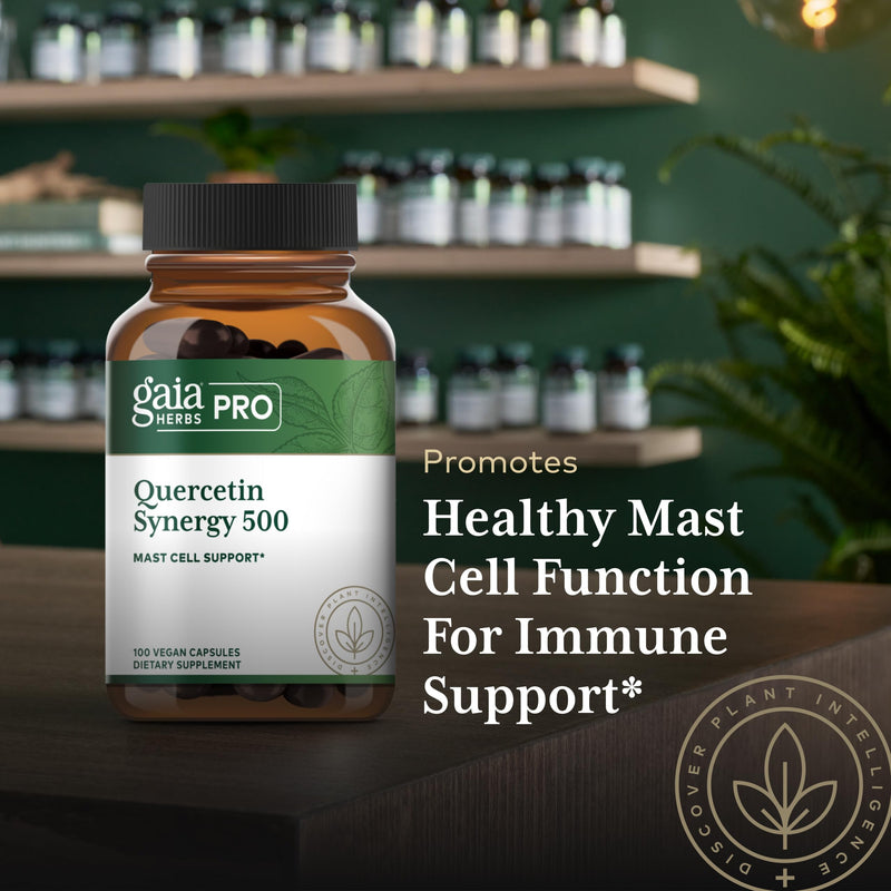 Gaia Herbs PRO Quercetin Synergy 500 - Immune System Support Supplement* - Cell Health with Bromelain & Turmeric - 100 Capsules (100 Servings)