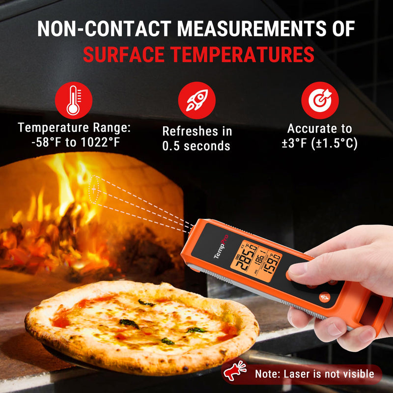 TempPro TP420 2-in-1 Instant Read Thermometer for Cooking, Infrared Thermometer with Meat Probe, Non-Contact Laser Meat Thermometer for Griddle Grill Pizza Oven HVAC Pool (Previously ThermoPro) IR Thermometer with Meat Probe