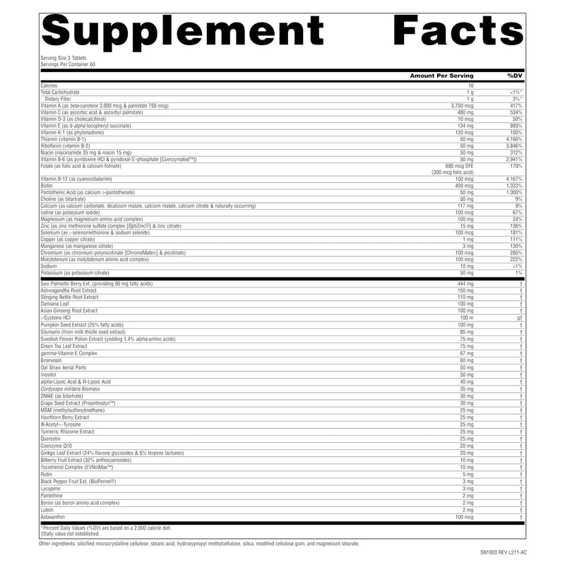 Source Naturals Men's Life Force Multiple Daily Multivitamin & Immune Health Supplement - 13 Essential Vitamins, Nutrients & Minerals - 180 Tablets 180 Count (Pack of 1)