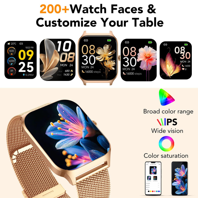 CASCHO Smart Watches for Women (Android/iOS), 1.85" HD Smart Watch with Calls/Messages/AI Voice Control, Sleep/Heart Rate Monitor,120+ Sports Modes Fitness Tracker Watch,Gold and Light Pink Rose gold and Light Pink - BeesActive Australia