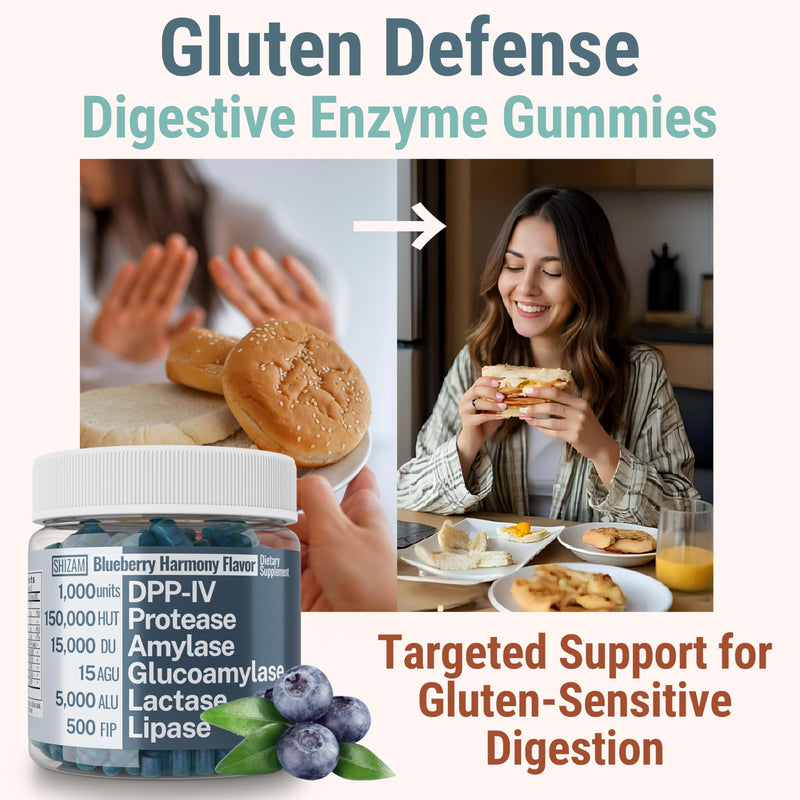 Gluten & Lactase Digestive Enzyme Gummies – Lactase Pancreatic Enzymes with DPP‑IV Lipase Gluco‑Amylase Lactase, Drops Chewables Capsules Pills Powder Supplement Alt, Pancreatic Support, for Kids