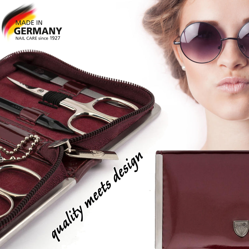 3 Swords Germany - brand quality 6 piece manicure pedicure kit set for professional finger & toe nail care with synthetic leather case - Made in Germany - burgundy BURGUNDY - LAQUERED - BeesActive Australia