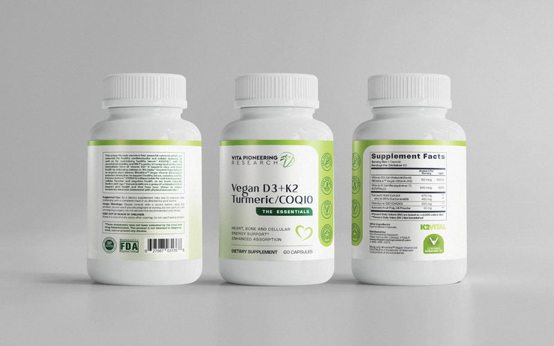 5-in-1 Vitamin D3 2000IU + K2Vital Vitamin K2 with Turmeric and COQ10 - with Avocado Powder for Enhanced Absorption - Heart, Bone, Cellular Health Support
