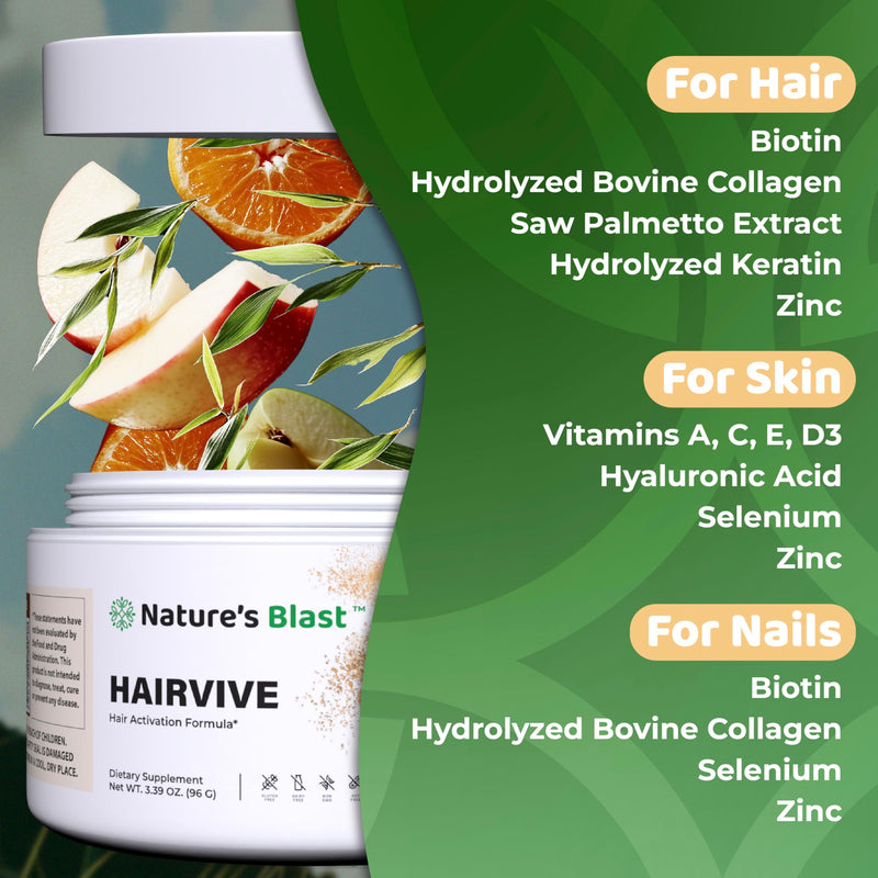 HairVive | Hair Growth Accelerator & Vitamins for Hair Loss | Hair Regrowth, Hair Vitamins, Biotin, Collagen, 30 Days Supply. Apple Pie Flavor