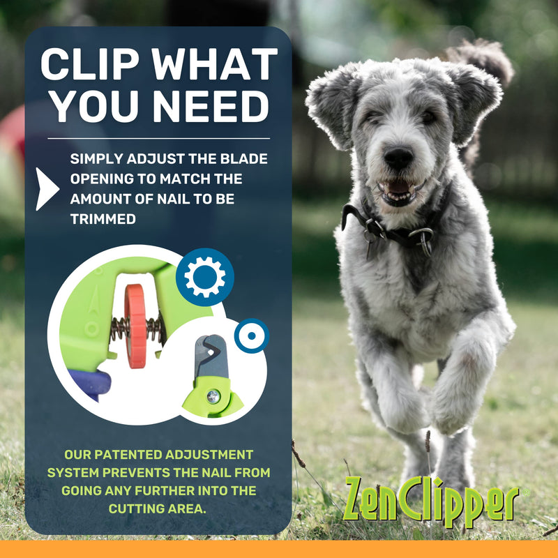 Zen Clipper Precise Safer Pet Nail Trimmer - Fully Adjustable Pet Nail Clipper for Dogs and Cats - Clips only The Amount of Nail You Chose Quick, Clean and Quiet Cut - Patented (Junior) Junior