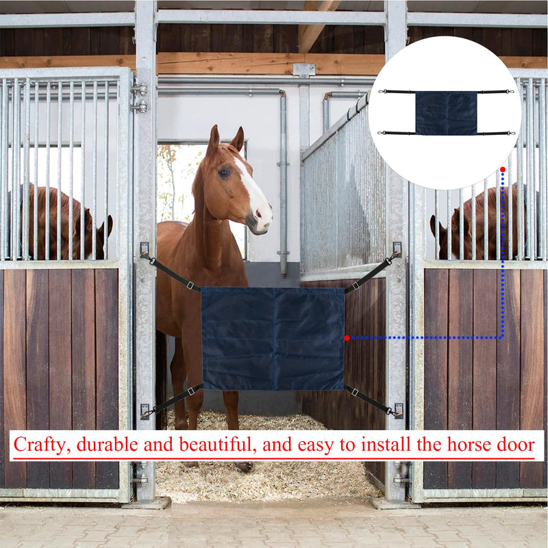 Horse Stall Guard with Swivel Snap Hook,Horse Stall Aisle Guard Fence with Ajustable Straps Strong Metal Push Gate Clip Equestrian Products Blue - BeesActive Australia