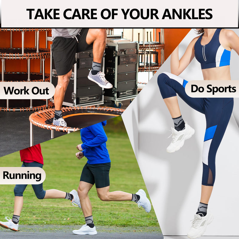 Ankle Compression Sleeves (1 Pair)-Ankle Brace for Achilles Tendonitis, Sprain, Pain Relief, Plantar Fasciitis Ankle Support Socks with Adjustable Strap for Women & Men-S Small