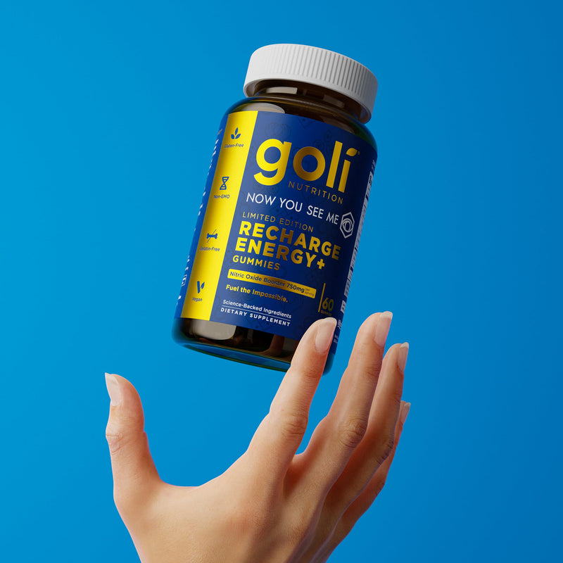 Goli Recharge Energy+ Gummies, Nitrosigine® Bonded Arginine Silicate, Vitamin C & Vitamin B6, 60 Gummies, Vegan, Non-GMO, Gluten-Free, Gelatin-Free