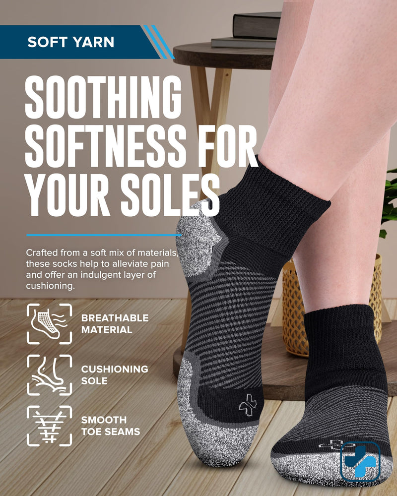 Doctor's Select Diabetic Ankle Socks for Women and Men - 4 Pairs | Unisex Adult Diabetic Socks Large Neutrals Pack - 4 Pairs