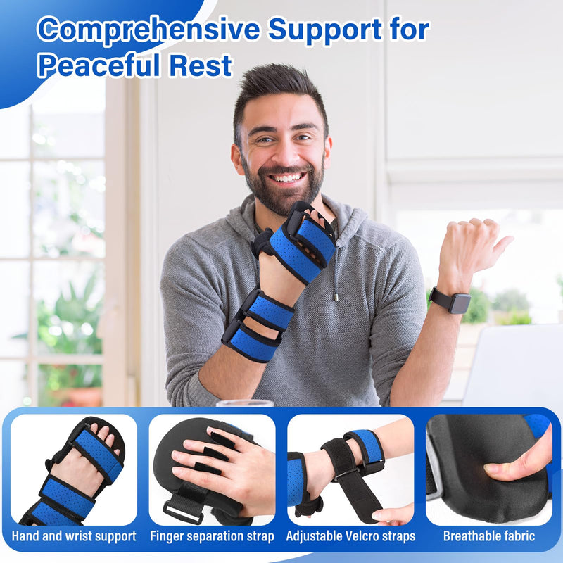 Resting Hand Splint-Hand Brace-Pain Relief For Carpel Tunnel, Stroke Recovery, Arthritis, Tendinitis-Left Left