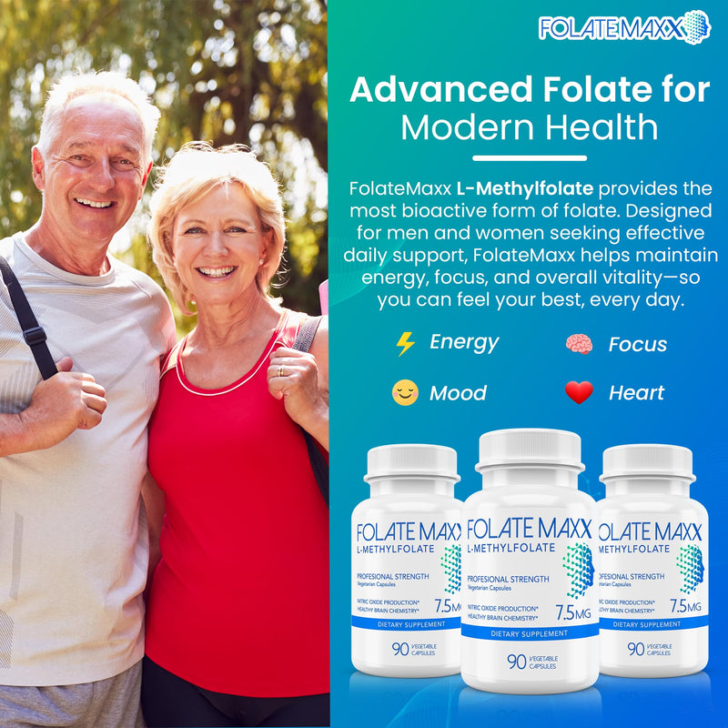 L Methylfolate 7.5mg, 90 Capsules – Doctor Formulated Methyl Folate Supplement for Women & Men – High Potency 5-MTHF for Energy, Mood & Focus – Non-GMO, Gluten-Free (3-Month Supply) 90 Count (Pack of 1)