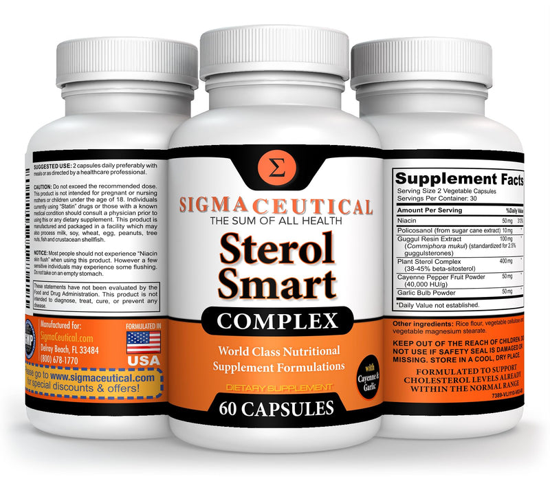 Niacin Supplement – Beta Sitosterol Supplement – Policosanol Supplement – Plant Sterols - Garlic Supplement – Cayenne Supplement – 60 Capsules 60 Count (Pack of 1)