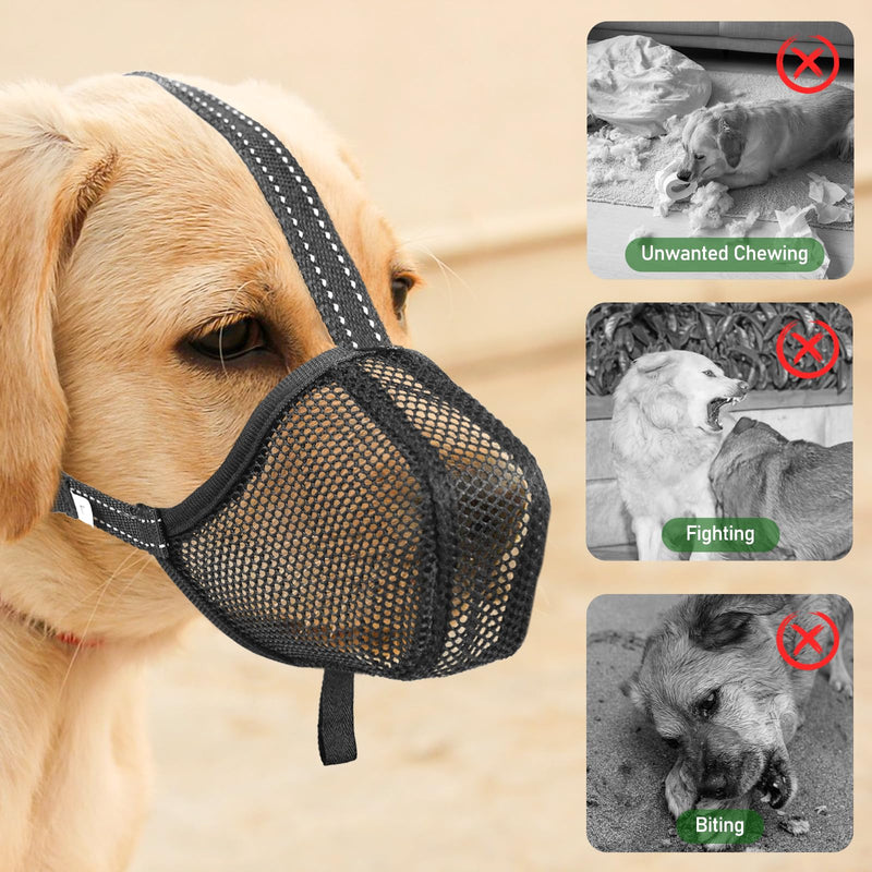 ILEPARK Muzzle for Dogs, Soft Mesh Muzzle for Puppies Small Medium Large Dogs, Muzzle Anti-Bite Anti-Chew (XL, Black) XL - BeesActive Australia